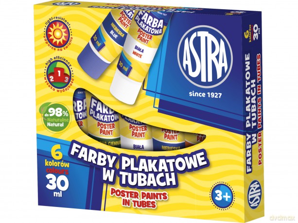 Farby plakatowe w tubie 6 kolorów, 30 ml [KSIĄŻKA]