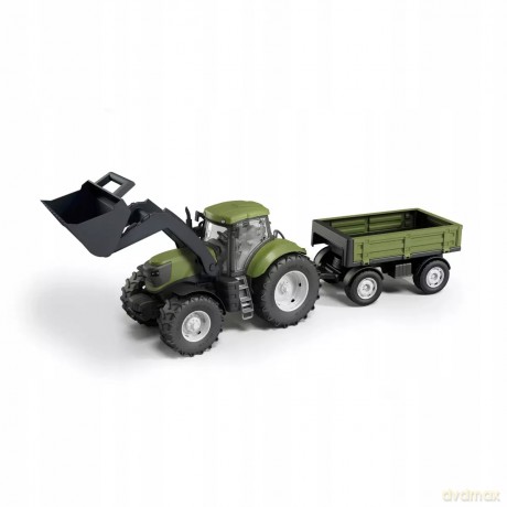 Traktor Zielony z Łyżką I Przyczepą W Pudełku
