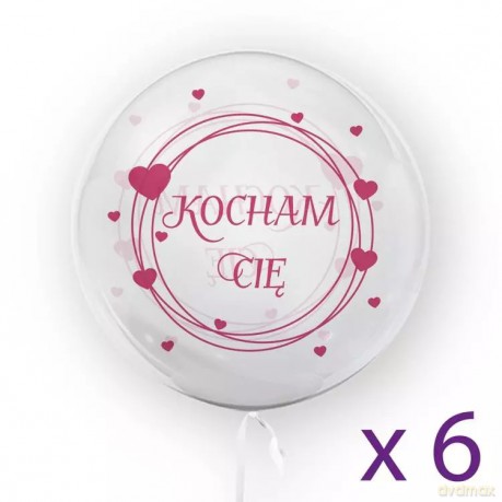 Zestaw 6 sztuk - "Kocham Cię", różowy