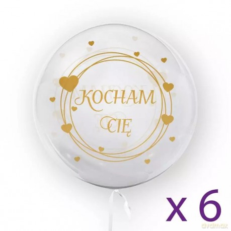 Zestaw 6 sztuk - "Kocham Cię", złoty