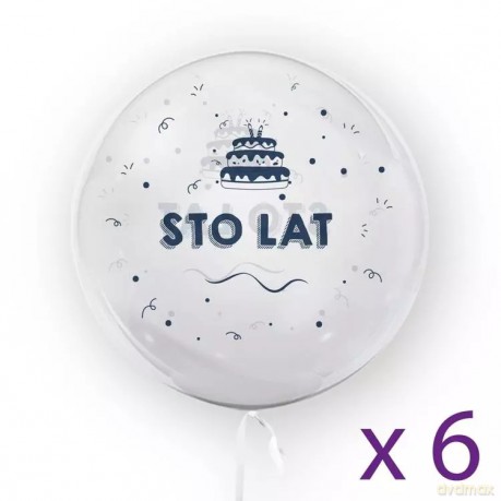 Zestaw 6 sztuk - "Sto lat", granatowy