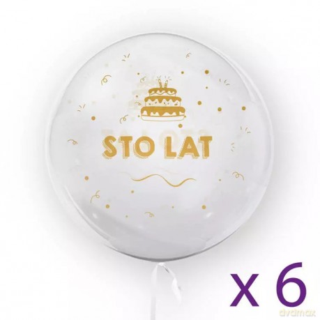 Zestaw 6 sztuk - "Sto lat", złoty