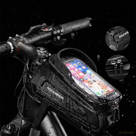 Sakwa rowerowa Rockbros B68 na ramę pancerna z kieszonką na telefon i pokrowcem 1.7l - czarna