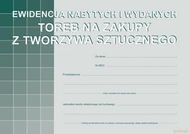 Ewidencja nabytych i wydanych toreb na zakupy z tworzywa sztucznego