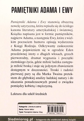 Pamiętniki Adama i Ewy - Mark Twain [KSIĄŻKA]