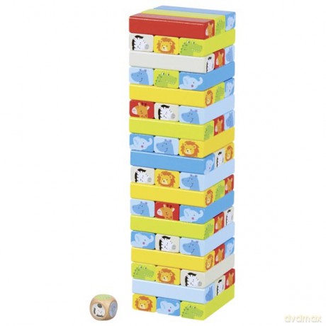 Wieża do układania typu jenga z motywami zwierząt Goki