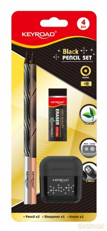 Zestaw szkolny KEYROAD Black Pencil Set czarny blister