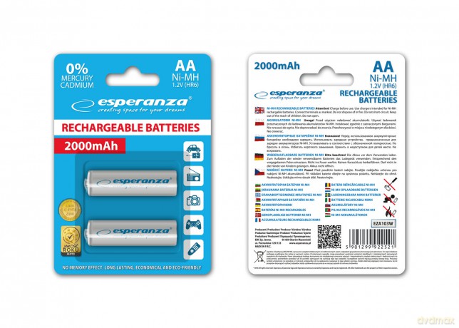 Akumulatorki Ni-Mh AA 2000mah 2szt. Białe