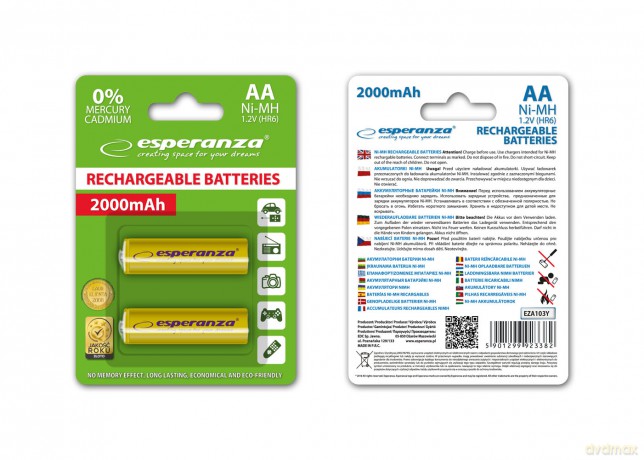 Akumulatorki Ni-Mh AA 2000mah 2szt. Żółte