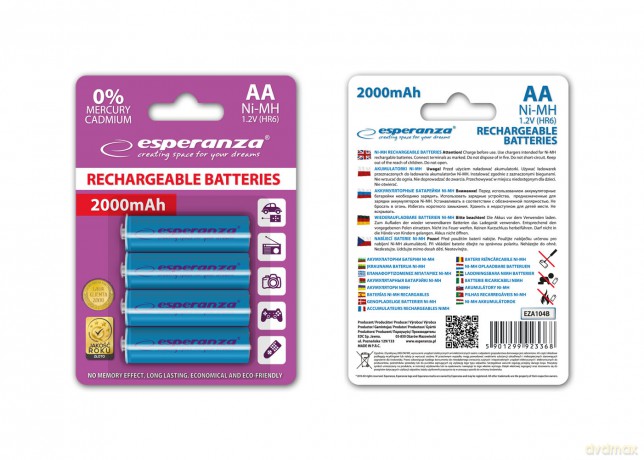 Akumulatorki Ni-Mh AA 2000mah 4szt. Niebieskie