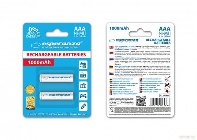 Akumulatorki Ni-Mh AAA 1000mah 2szt. Białe