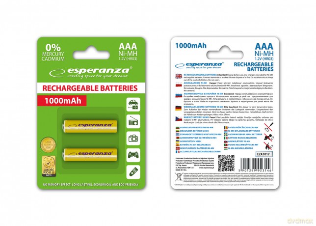 Akumulatorki Ni-Mh AAA 1000mah 2szt.Żółte