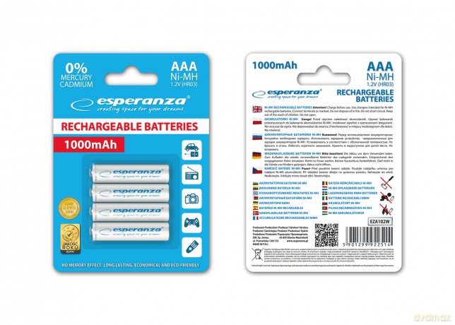 Akumulatorki Ni-Mh AAA 1000mah 4szt. Białe