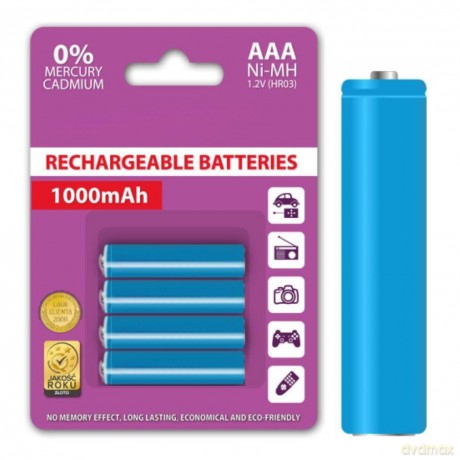 Akumulatorki Ni-Mh AAA 1000mah 4szt. Niebieskie