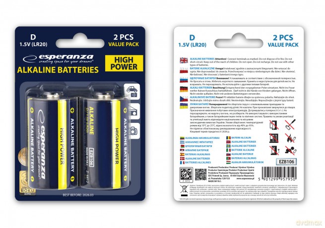 Baterie Alkaliczne Lr20 D 2szt Blister