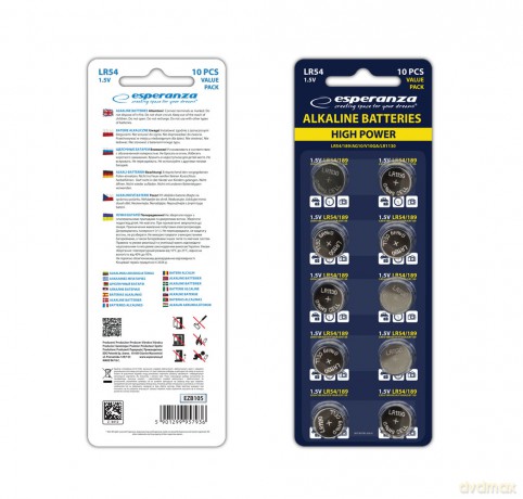 Baterie Alkaliczne Lr54 Ag10 10szt Blister