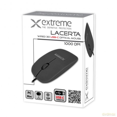 Extreme Mysz Przewodowa 3D Opt. USB-C Lacerta Czarna