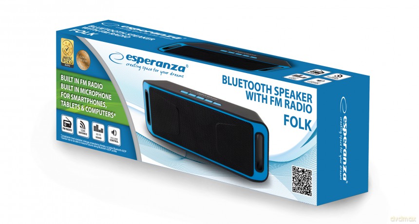 Głośnik Bt Fm Folk Czarno-Niebieski