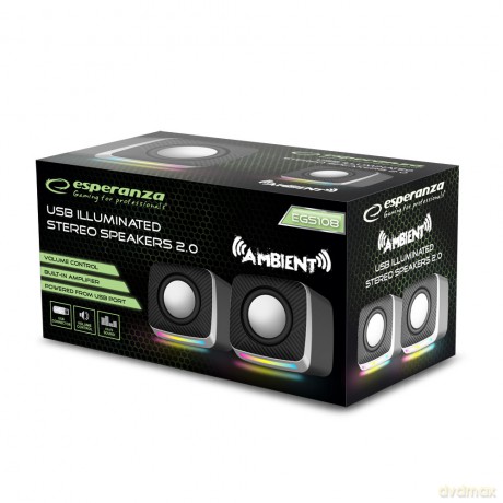 Głośniki 2.0 USB LED Rainbow Ambient