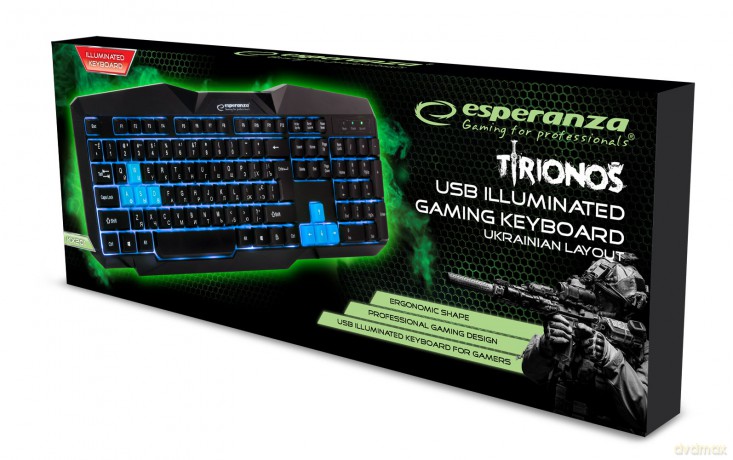 Klawiatura Przewodowa Gaming LED USB Tirions Niebieska Ua