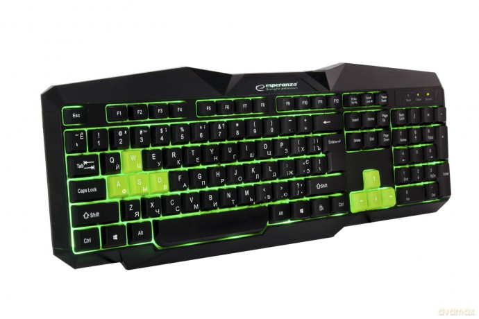 Klawiatura Przewodowa Gaming LED USB Tirions Zielona Ua