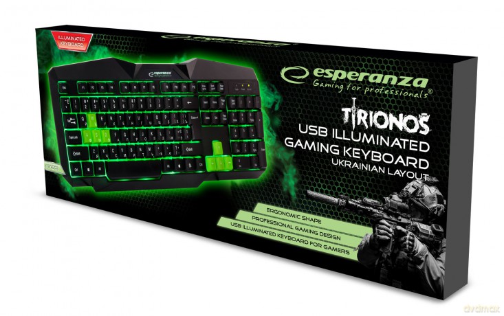 Klawiatura Przewodowa Gaming LED USB Tirions Zielona Ua