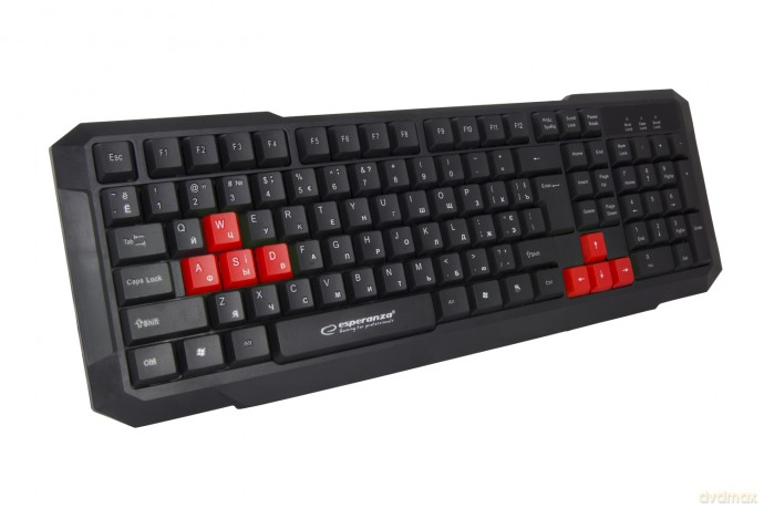 Klawiatura Przewodowa Gaming USB Aspis Czerwona Ua