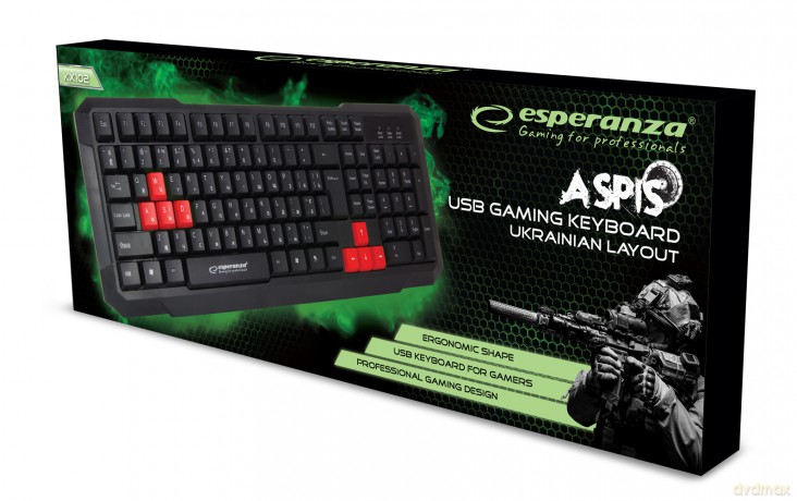 Klawiatura Przewodowa Gaming USB Aspis Czerwona Ua