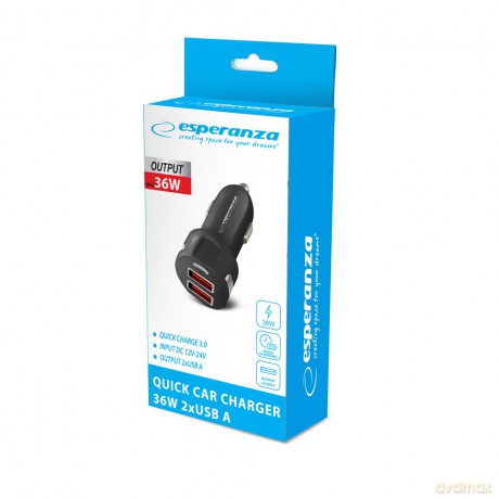 Ładowarka Samochodowa 36W 2x USB-A 18w