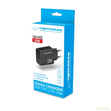 Ładowarka Sieciowa 20W USB-C Pd Czarna