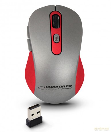 Mysz Bezprzewodowa 2.4ghz 6d Opt. USB Adara Czerwona