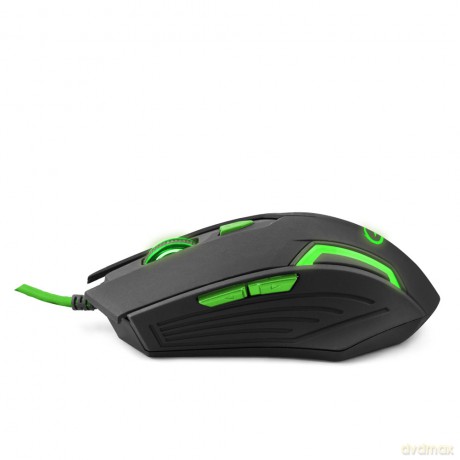 Mysz Przewodowa Gaming LED 6d Opt. USB Fighter Zielona