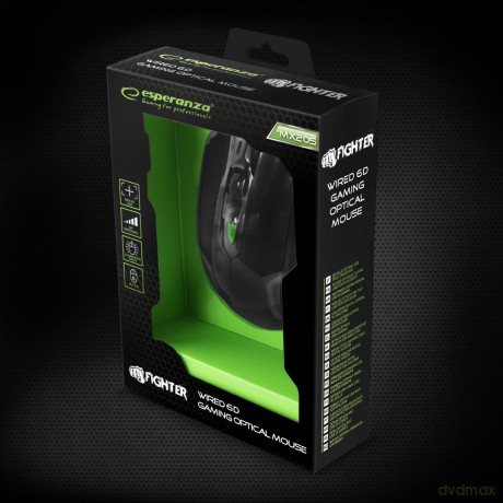 Mysz Przewodowa Gaming LED 6d Opt. USB Fighter Zielona
