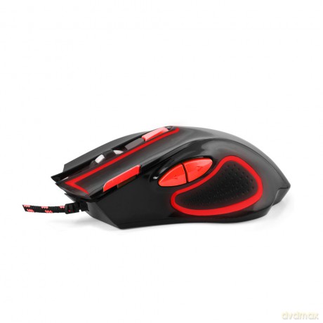 Mysz Przewodowa Gaming LED 7d Opt. USB Hawk Czarno-Czerwona