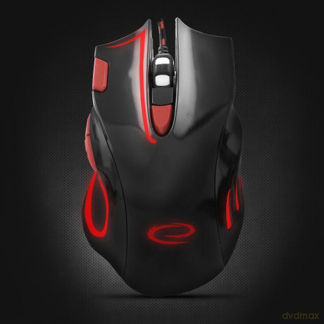 Mysz Przewodowa Gaming LED 7d Opt. USB Hawk Czarno-Czerwona