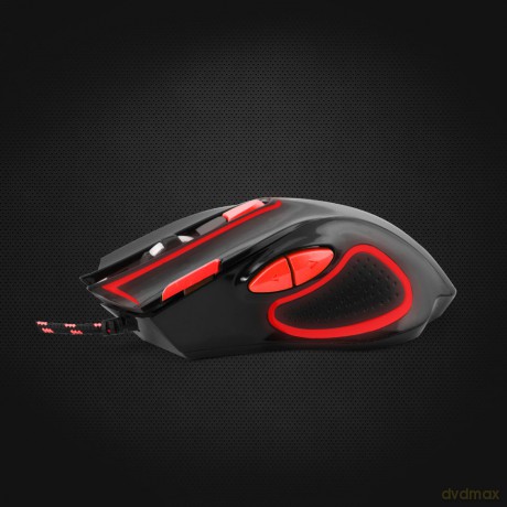 Mysz Przewodowa Gaming LED 7d Opt. USB Hawk Czarno-Czerwona