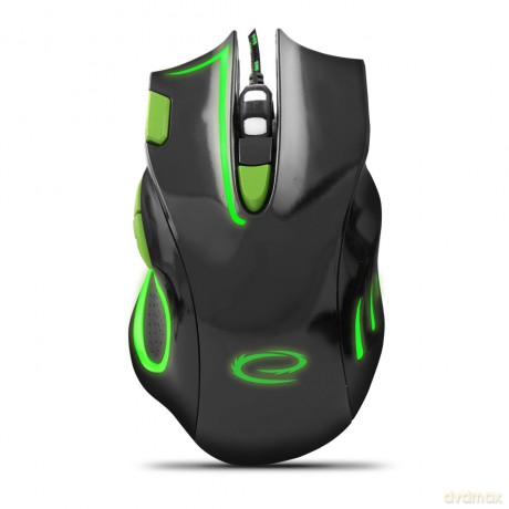Mysz Przewodowa Gaming LED 7d Opt. USB Hawk Czarno-Zielona