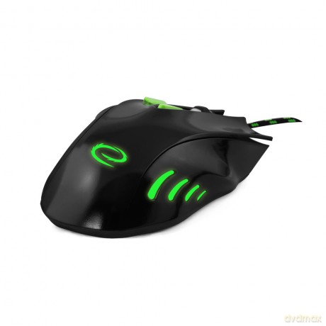 Mysz Przewodowa Gaming LED 7d Opt. USB Hawk Czarno-Zielona