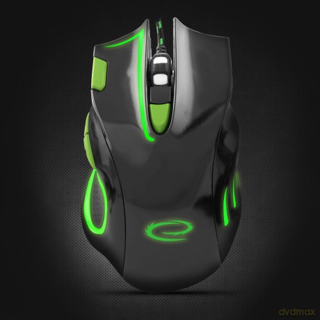 Mysz Przewodowa Gaming LED 7d Opt. USB Hawk Czarno-Zielona