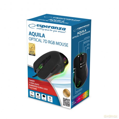 Mysz Przewodowa LED Rgb 7d Opt. USB Aquila