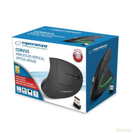 Mysz Wertykalna Bezprzewodowa 2.4ghz 6d Opt. USB Corvus