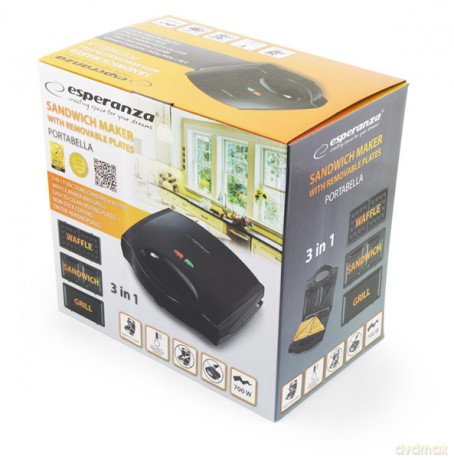 Opiekacz Uniwersalny 3W1 Portabella 700W Czarny