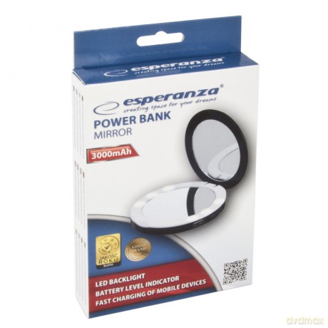 Power Bank 3000mah z Lusterkiem Czarny