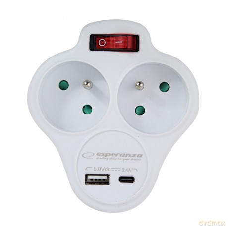 Rozgałęźnik Elektryczny 2 Gn. USB-C USB-A Wł. Biały