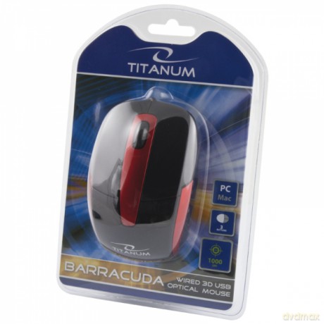 Titanum Mysz Przewodowa 3D Opt. USB Barracuda Czarna
