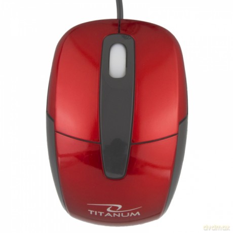 Titanum Mysz Przewodowa 3D Opt. USB Barracuda Czerwona