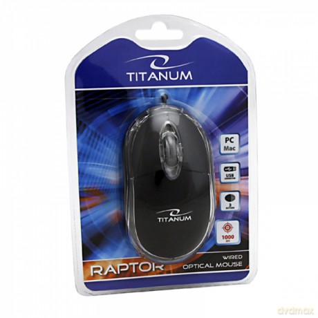 Titanum Mysz Przewodowa 3D Opt. USB Raptor Czarna