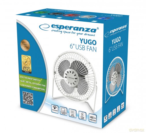 Wentylator 6" USB Yugo Biały