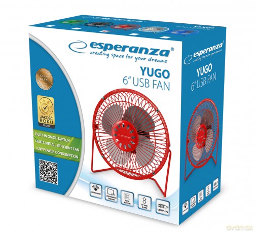Wentylator 6" USB Yugo Czerwony