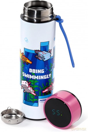 Bidon 450ml Minecraft Axolotl z termometrem BOT344